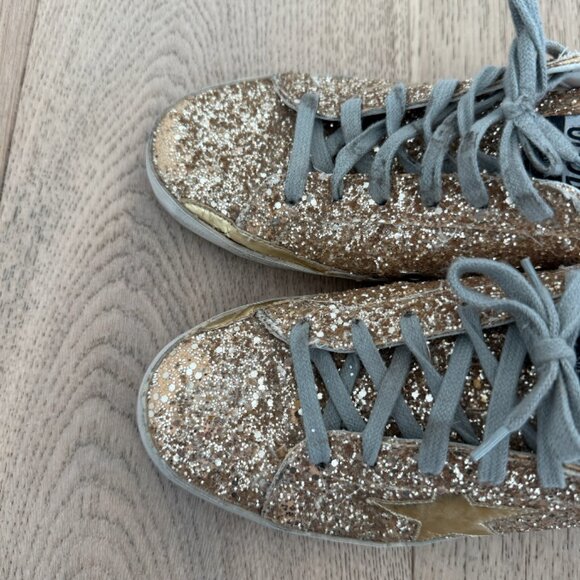 Golden Goose Superstar Low-Top Gold Glitter Sneaker 38 - Picture 6 of 10